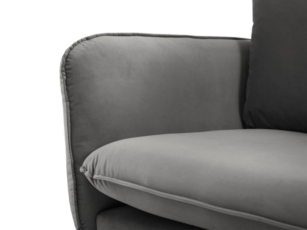 Meublori - Fauteuil Meublori en velours gris - 97x94x95cm