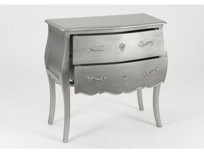 Commode argentée 2 tiroirs Meublori