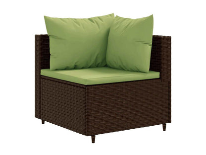 Salon de jardin avec coussins 9 pièces marron résine tressée