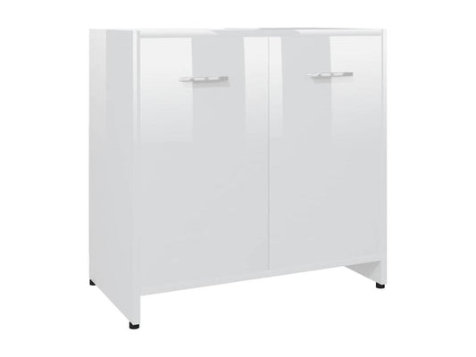Armoire de salle de bain Blanc brillant Bois d'ingénierie HQPD74987