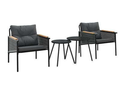Ensemble de meubles de balcon 4 pièces avec coussins acier noir