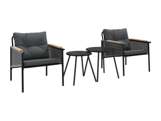 Ensemble de meubles de balcon 4 pièces avec coussins acier noir