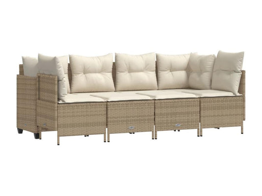 Salon de jardin avec coussins 5 pièces beige résine tressée