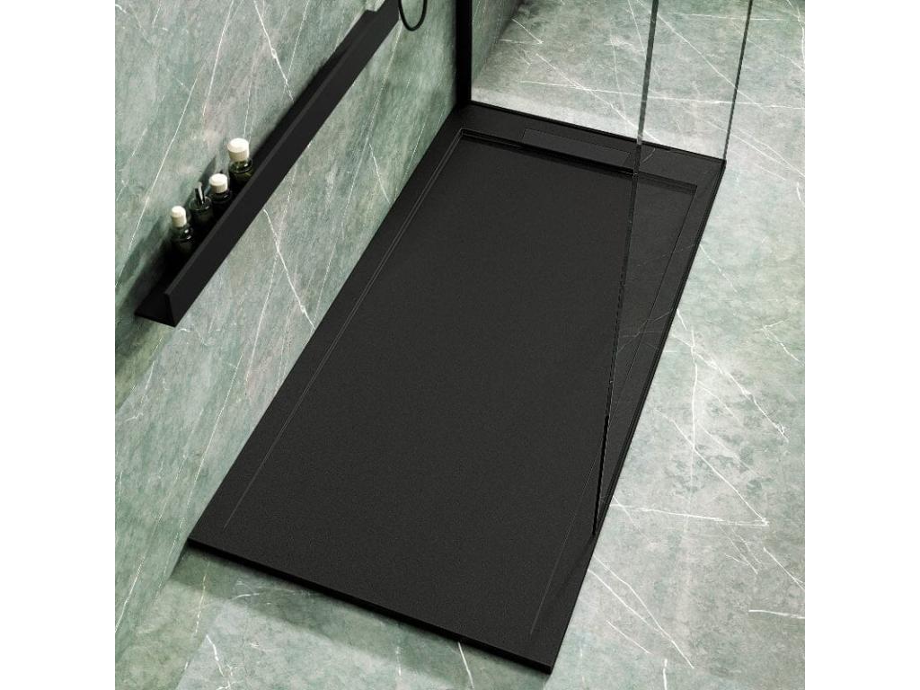 Receveur de douche 90x150cm extra plat Meublori en résine surface ardoisée noir
