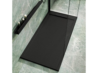 Receveur de douche 90x150cm extra plat Meublori en résine surface ardoisée noir