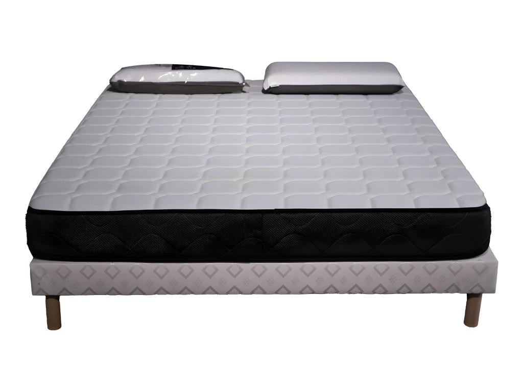 Ensemble Matelas mousse Meublori - 90x190cm et 1 Oreiller 70x40 - Sommier blanc