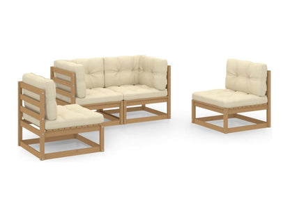 Salon de jardin 4 pièces avec coussins Bois de pin massif