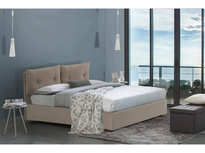 Lit double Meublori lit coffre avec revêtement en éco-cuir Made in Italy ouverture frontale adapté pour matelas 120x190 cm gris tourterelle