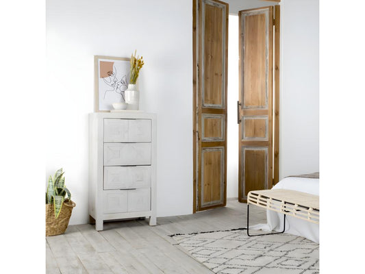 Chiffonnier madera Laviecasa de araucaria blanc 58x114 FOZN95924