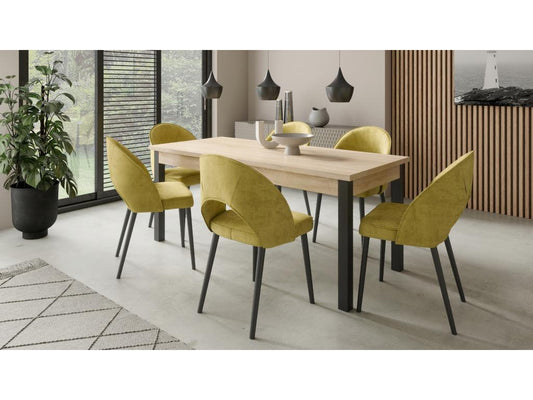 Chaise moderne en bois noir de hêtre et tissu au choix Cekuza-Tissu 27107