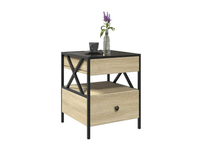 Table basse avec LED Meublori chêne Meublori 40x40x51 cm