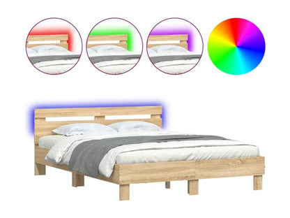 Cadre de lit avec LED sans matelas chêne Meublori 150x200 cm