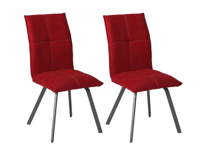 Meublori - Lot de 2 Chaises Tissu Coloris Rouge