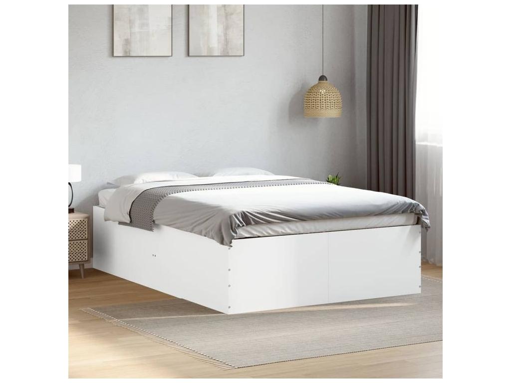 Cadre de lit blanc 140x200 bois d'ingénierie