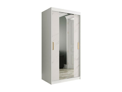 Armoire Laviecasa 252 Mat blanc - Marbre blanc 200x100x62cm Portes d'armoire Glissement KVZF80818