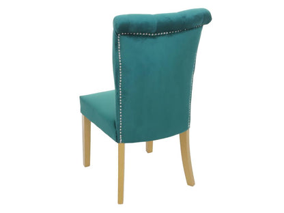 Chaise de salle à manger Meublori-D22 lot de 2 vert foncé pieds dorés