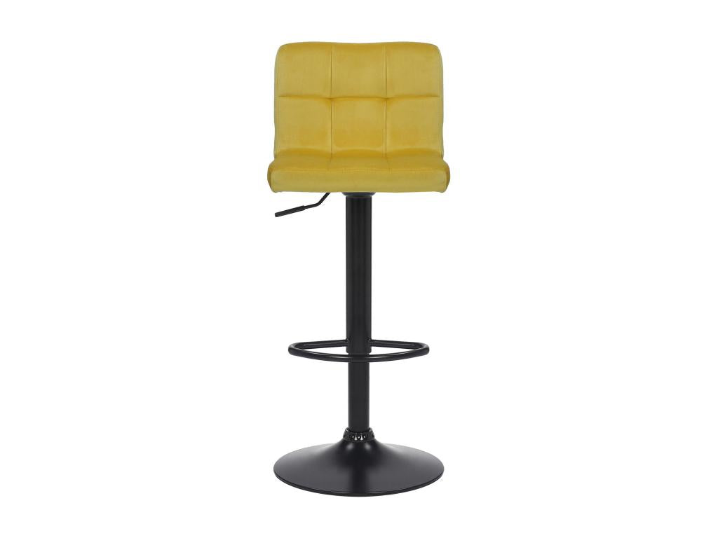 Lot de 2 Tabouret de bar - Velours / Métal noir mat - Jaune - Meublori