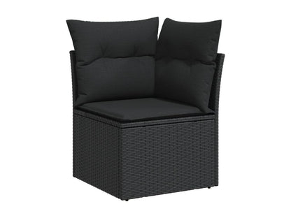 Salon de jardin 7 pcs avec coussins noir résine tressée BFMZ31159