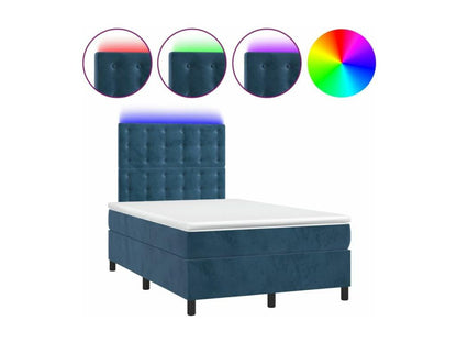 Sommier à Meublori de lit matelas et LED Bleu foncé 120x200
