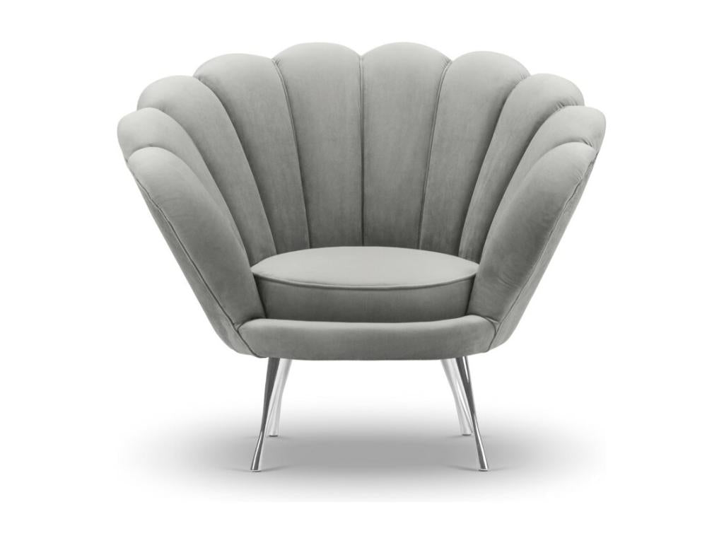 Meublori - Fauteuil Meublori en velours gris foncé - 98x78x76cm