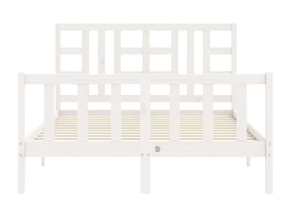 Cadre de lit avec tête de lit blanc double bois massif