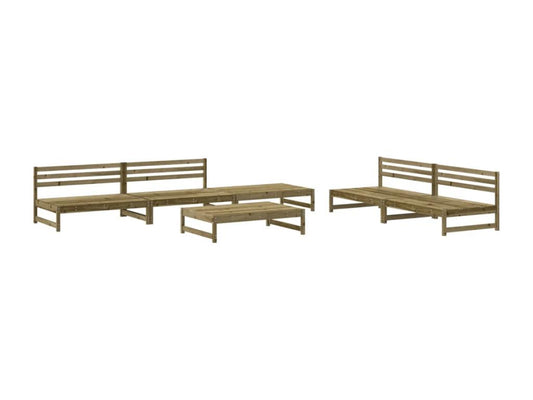 Salon de jardin 6 pcs bois de pin imprégné