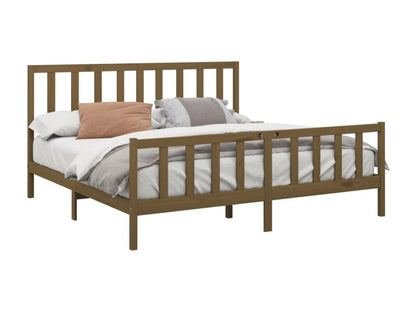 Cadre de lit sans matelas marron miel 200x200cm bois pin massif