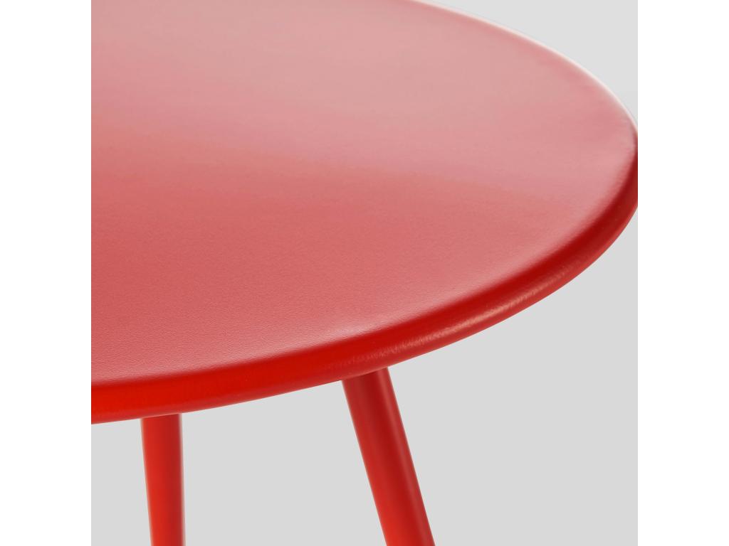 Table basse de jardin ronde en métal rouge 50 cm - Meublori