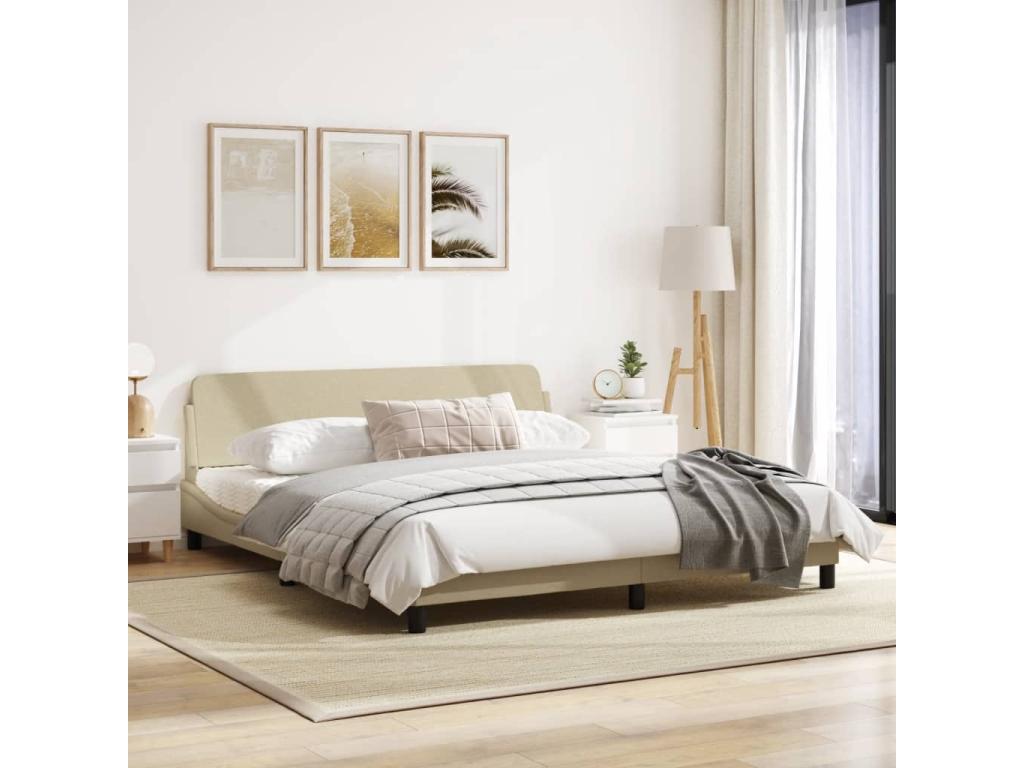 Cadre de lit avec tête de lit Crème 180x200 Tissu DUCK85504