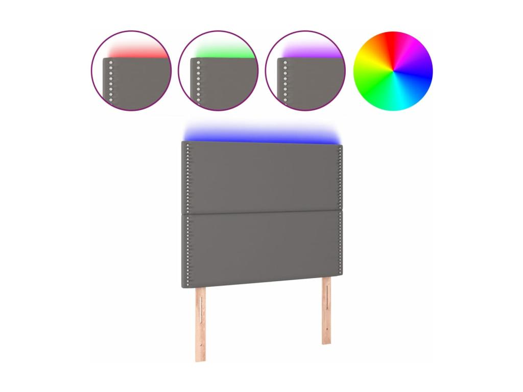 Tête de lit à LED Gris 90x5x118/128 cm Similicuir