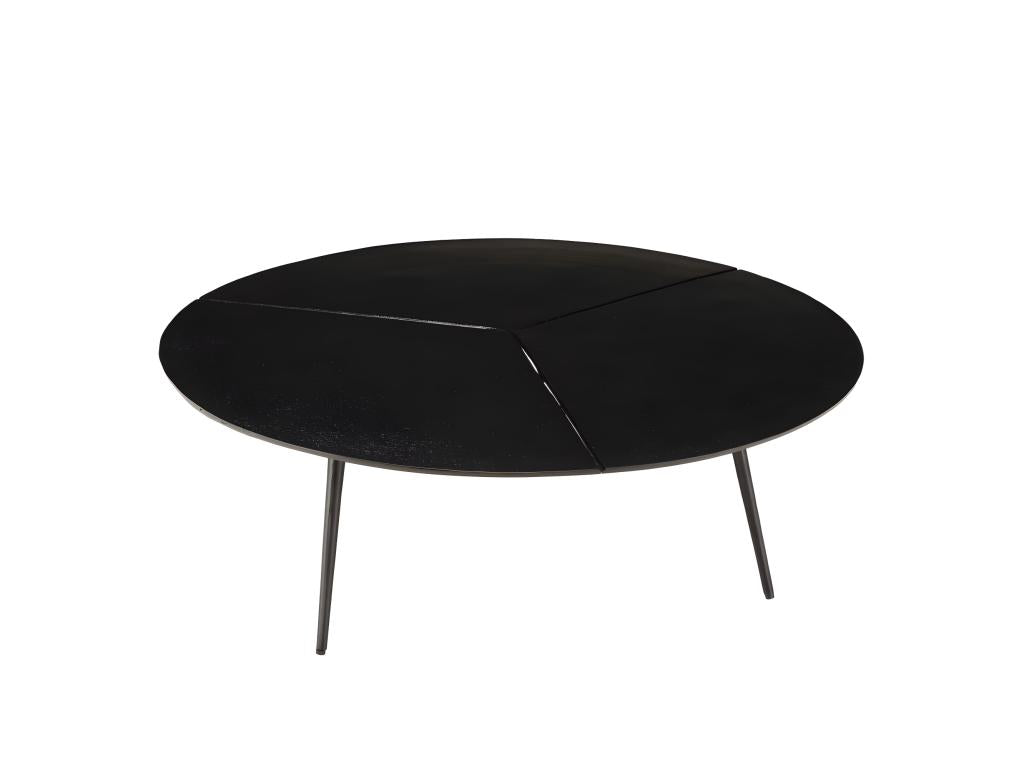 Meublori - Table basse ronde 100x100cm en aluminium noir mat
