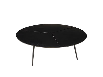 Meublori - Table basse ronde 100x100cm en aluminium noir mat