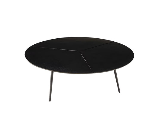 Meublori - Table basse ronde 100x100cm en aluminium noir mat