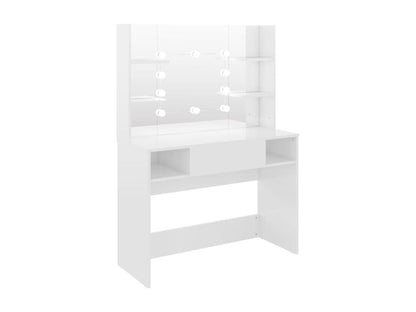 Table de maquillage avec effet bois blanche 100x40x135 cm 02 0006277