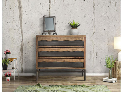 Commode en bois marron avec 3 tiroirs 88x45x80 cm