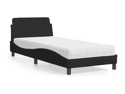 Lit avec matelas noir 80x200 cm tissu