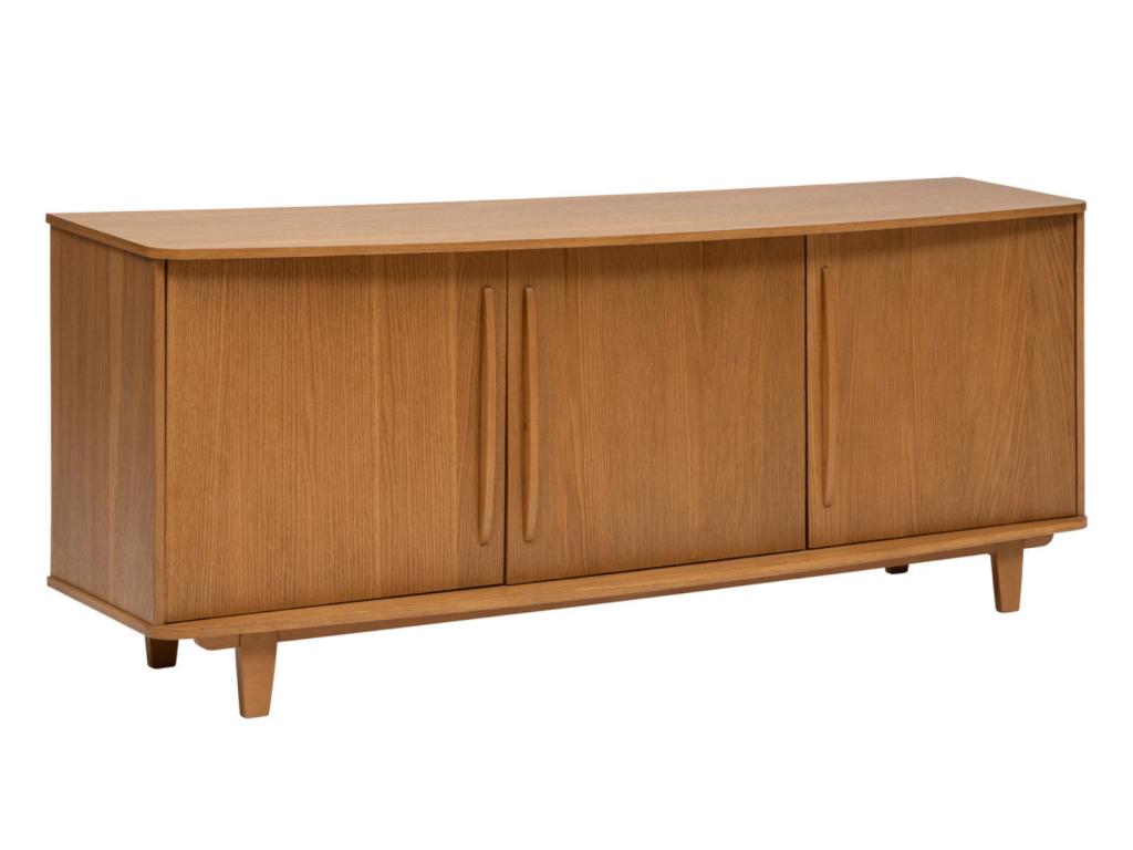 Buffet meuble de rangment avec 3 portes en placage de chêne coloris marron