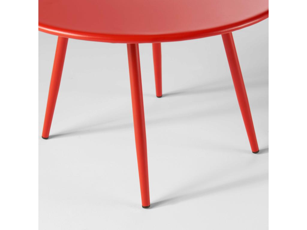 Table basse de jardin ronde en métal rouge 50 cm - Meublori