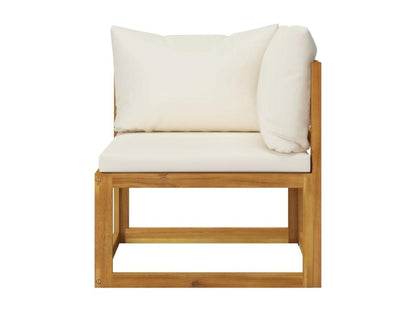 Salon de jardin 6 pcs avec coussin Crème Bois d'Meublori solide