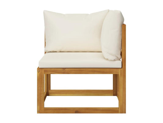 Salon de jardin 6 pcs avec coussin Crème Bois d'Meublori solide