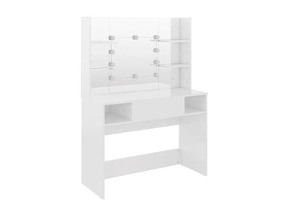 Table de maquillage avec effet bois blanche 100x40x135 cm 02 0006277
