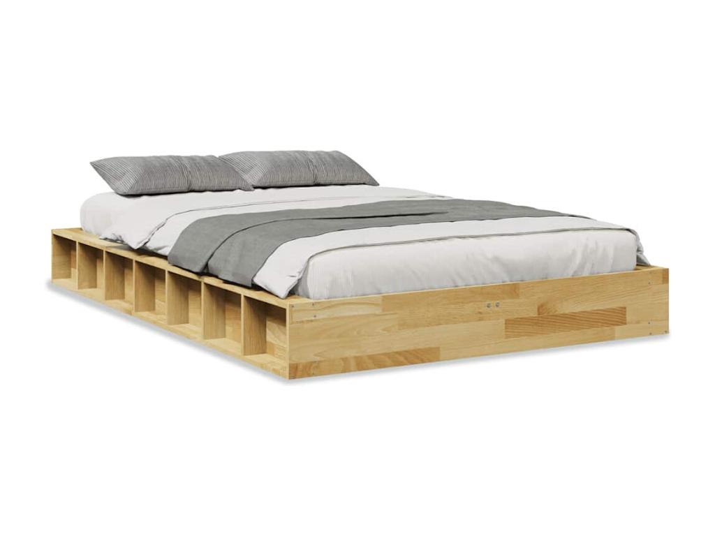 Cadre de lit sans matelas 120x190 cm bois massif de chêne