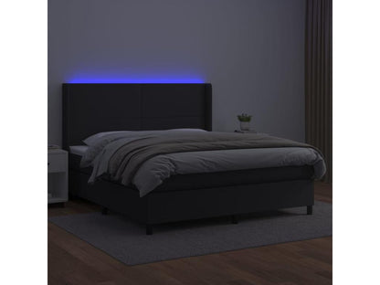 Sommier tapissier avec matelas et LED Noir 180x200cm Similicuir