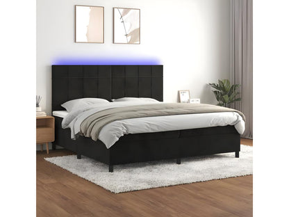 Sommier à Meublori de lit matelas et LED Noir 200x200 Velours