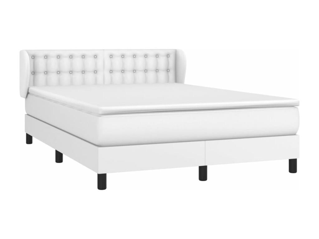 Lit à sommier tapissier avec matelas Blanc 140x190cm Similicuir