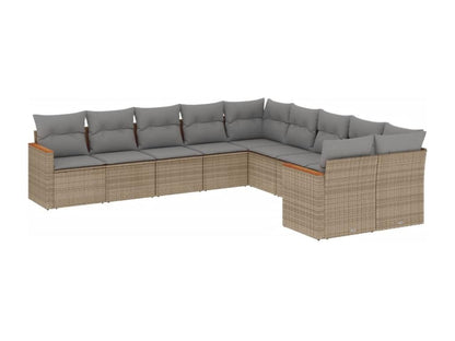Salon de jardin avec coussins 10 pcs beige résine tressée AVSS60368