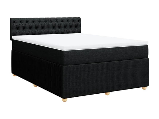 Sommier à Meublori de lit avec matelas Noir 140x190 cm Tissu