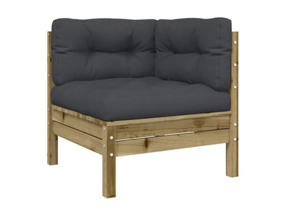 Salon de jardin 9 pièces avec coussins bois de pin imprégné MTDD92125