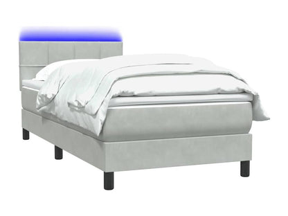 Sommier à Meublori de lit et matelas gris clair 80x220 cm velours