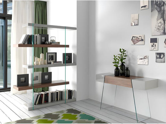 Étagère moderne bois noyer et bois laqué Roma-Couleur Forest